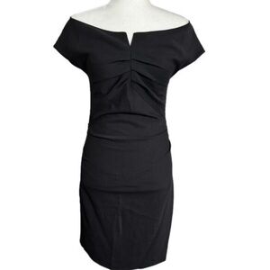 Helmut lang pencil black off shoulder business dress